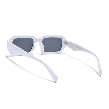 Rectangle Sunglasses for Men & Women (Grey Lens | White Frame - MG7348)