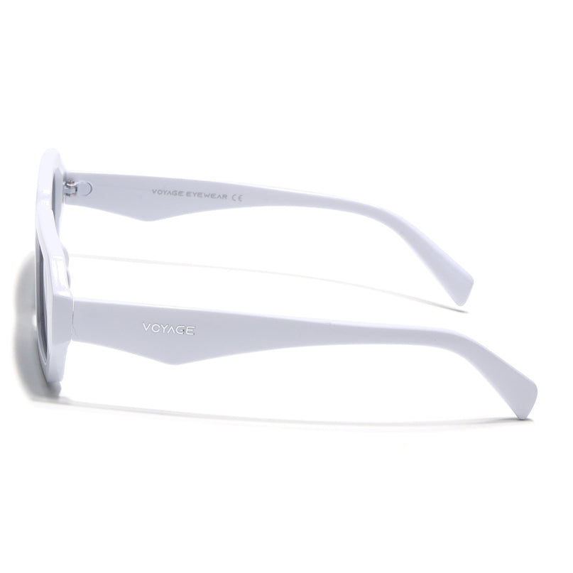 Rectangle Sunglasses for Men & Women (Grey Lens | White Frame - MG7348)