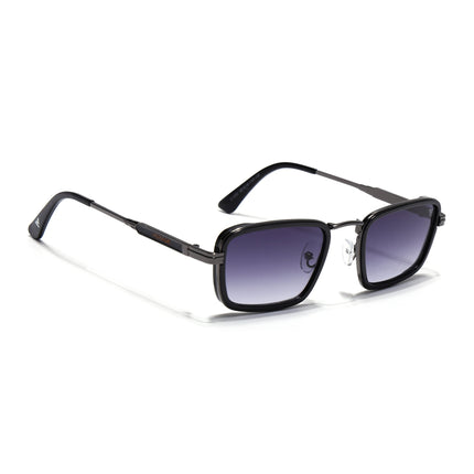 Rectangle Sunglasses for Men & Women (Grey & Clear Lens | Grey & Black Frame - MG7578)