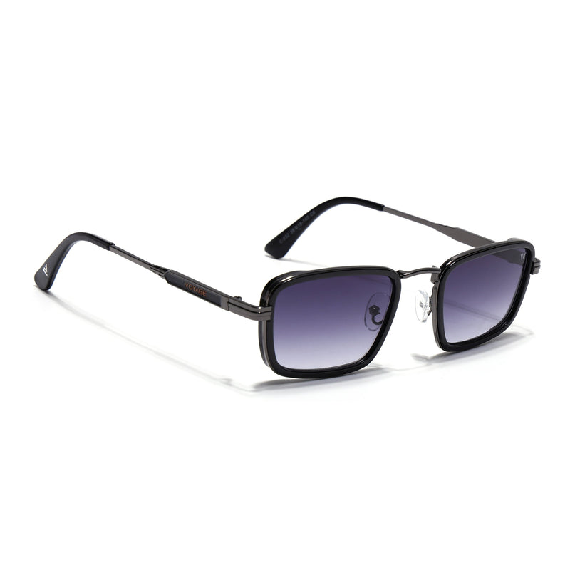 Rectangle Sunglasses for Men & Women (Grey & Clear Lens | Grey & Black Frame - MG7578)