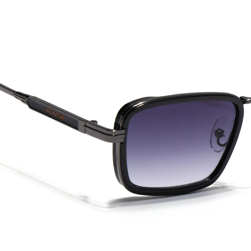 Rectangle Sunglasses for Men & Women (Grey & Clear Lens | Grey & Black Frame - MG7578)