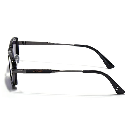 Rectangle Sunglasses for Men & Women (Grey & Clear Lens | Grey & Black Frame - MG7578)