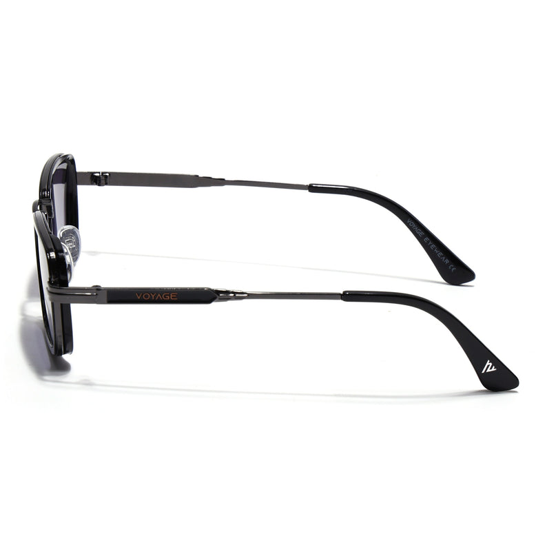 Rectangle Sunglasses for Men & Women (Grey & Clear Lens | Grey & Black Frame - MG7578)