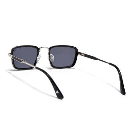 Rectangle Sunglasses for Men & Women (Grey Lens | Silver & Black Frame - MG7579)