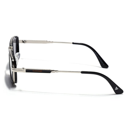Rectangle Sunglasses for Men & Women (Grey Lens | Silver & Black Frame - MG7579)