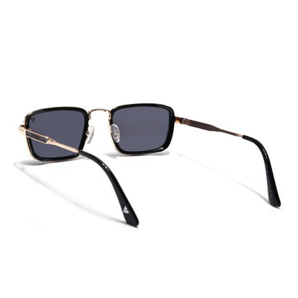 Rectangle Sunglasses for Men & Women (Grey Lens | Golden & Black Frame - MG7580)