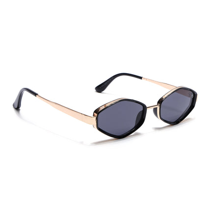 Eyejack Golden & Black Hexagonal Sunglasses for Men & Women (C554CL2226)