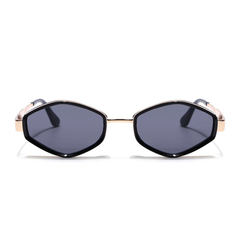 Eyejack Golden & Black Hexagonal Sunglasses for Men & Women (C554CL2226)