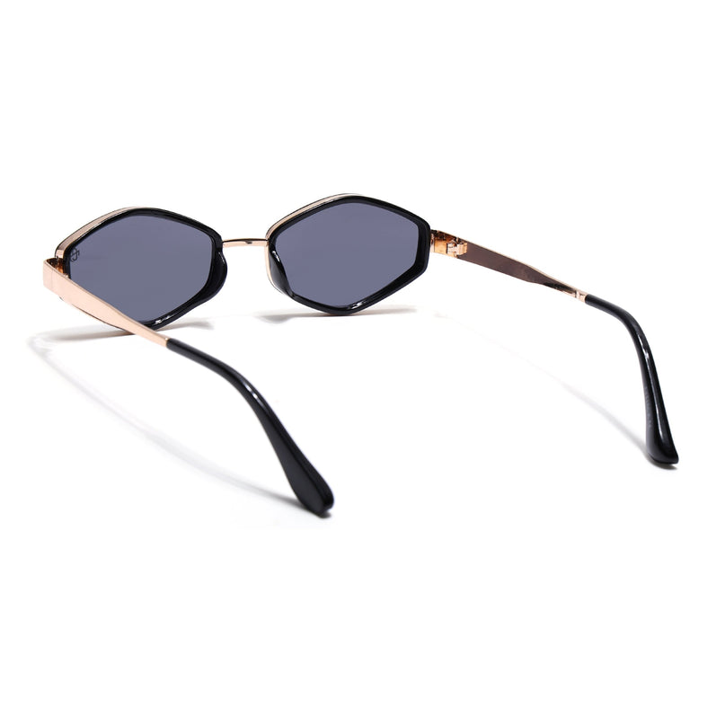 Eyejack Golden & Black Hexagonal Sunglasses for Men & Women (C554CL2226)