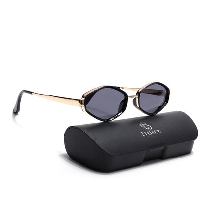 Eyejack Golden & Black Hexagonal Sunglasses for Men & Women (C554CL2226)