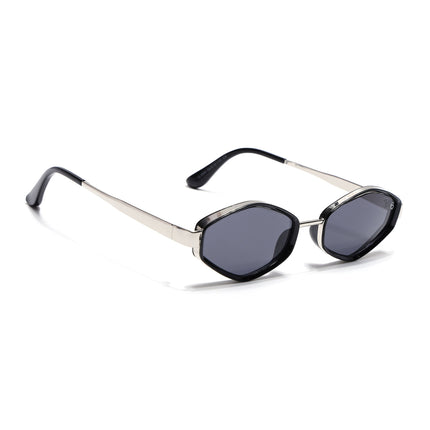 Eyejack Silver & Black Hexagonal Sunglasses for Men & Women (C554CL2227)