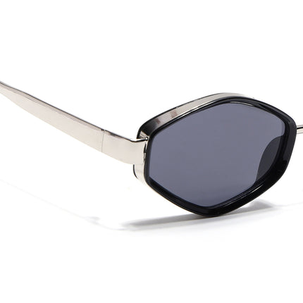 Eyejack Silver & Black Hexagonal Sunglasses for Men & Women (C554CL2227)