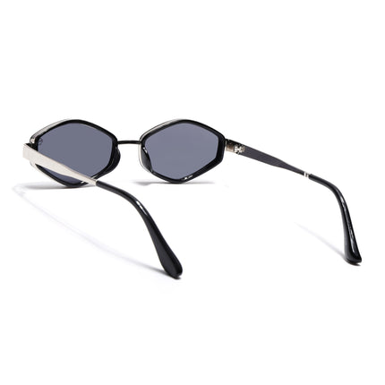 Eyejack Silver & Black Hexagonal Sunglasses for Men & Women (C554CL2227)