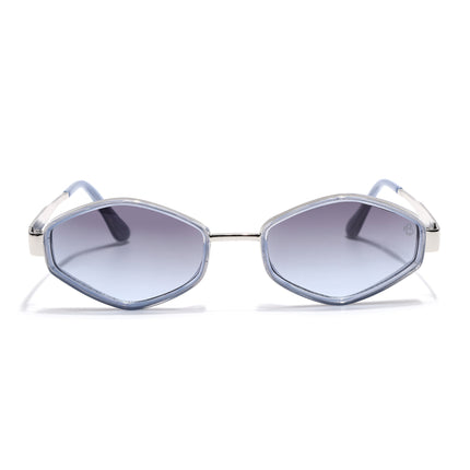 Eyejack Silver & Blue Hexagonal Sunglasses for Men & Women (C554CL2228)