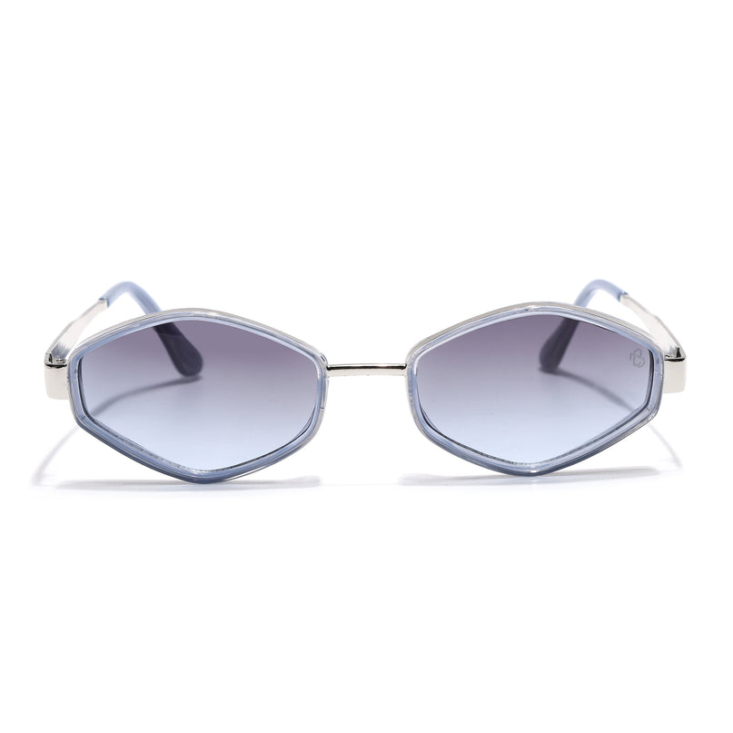 Eyejack Silver & Blue Hexagonal Sunglasses for Men & Women (C554CL2228)