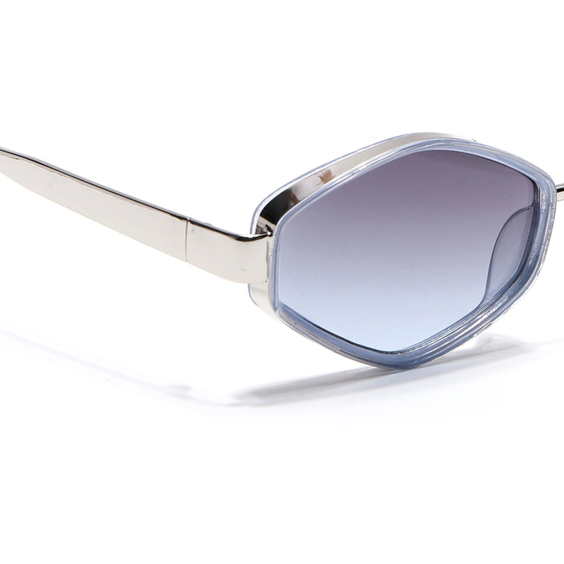 Eyejack Silver & Blue Hexagonal Sunglasses for Men & Women (C554CL2228)