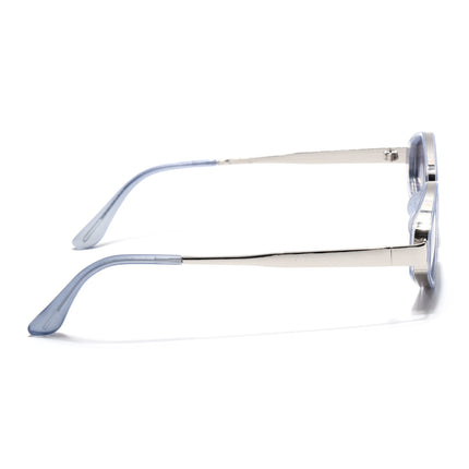 Eyejack Silver & Blue Hexagonal Sunglasses for Men & Women (C554CL2228)