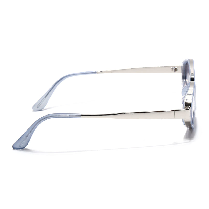 Eyejack Silver & Blue Hexagonal Sunglasses for Men & Women (C554CL2228)