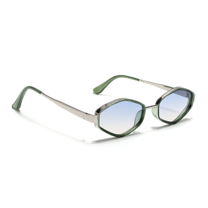 Eyejack Silver & Green Hexagonal Sunglasses for Men & Women (C554CL2229)