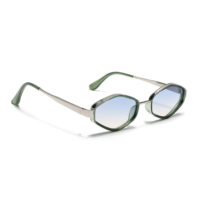 Eyejack Silver & Green Hexagonal Sunglasses for Men & Women (C554CL2229)
