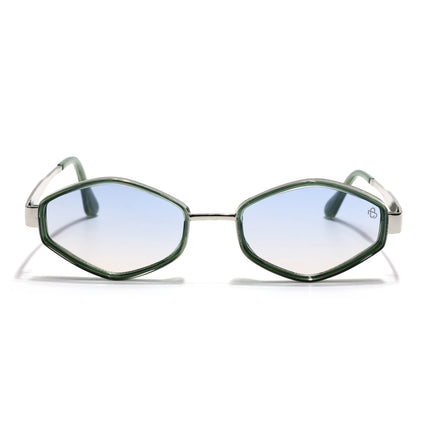 Eyejack Silver & Green Hexagonal Sunglasses for Men & Women (C554CL2229)