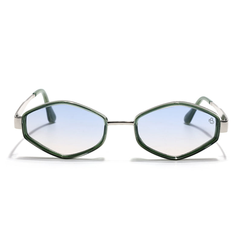 Eyejack Silver & Green Hexagonal Sunglasses for Men & Women (C554CL2229)