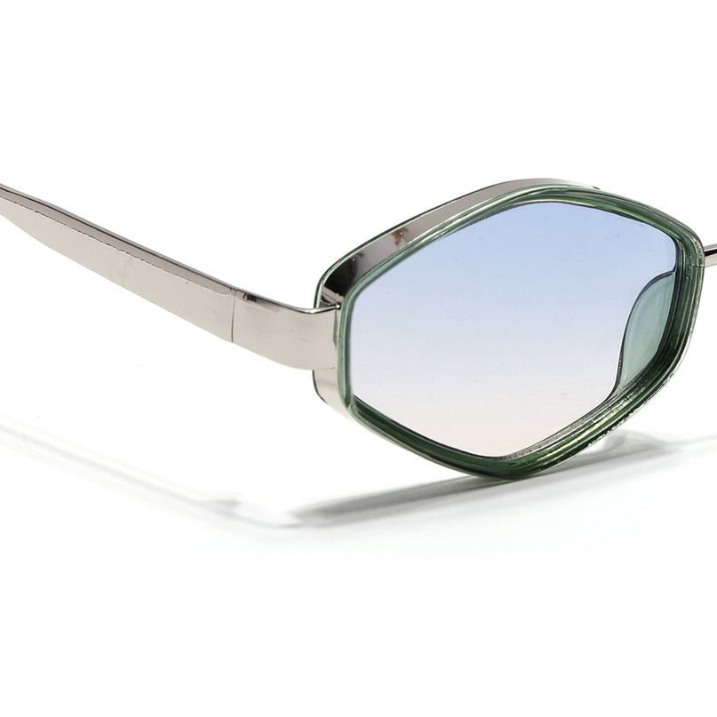 Eyejack Silver & Green Hexagonal Sunglasses for Men & Women (C554CL2229)