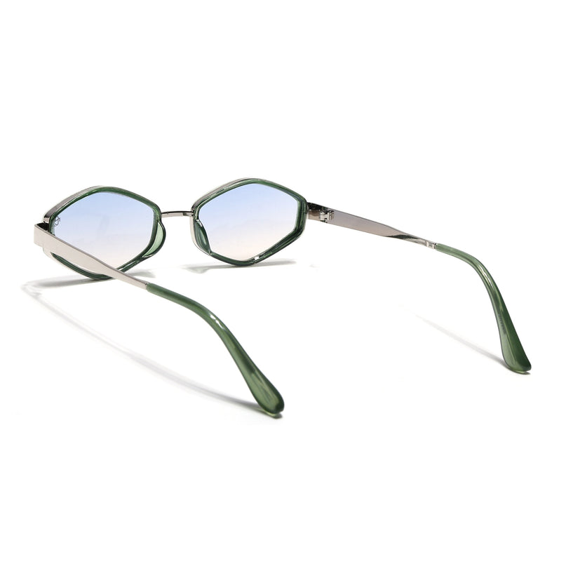 Eyejack Silver & Green Hexagonal Sunglasses for Men & Women (C554CL2229)