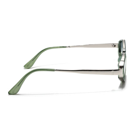 Eyejack Silver & Green Hexagonal Sunglasses for Men & Women (C554CL2229)