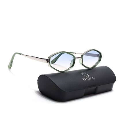 Eyejack Silver & Green Hexagonal Sunglasses for Men & Women (C554CL2229)