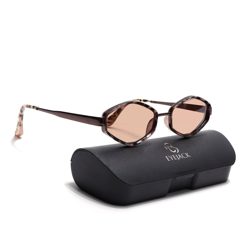 Eyejack Demi Brown Hexagonal Sunglasses for Men & Women (C554CL2230)
