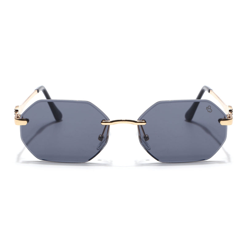 Eyejack Golden Rimless Sunglasses for Men & Women (C565CL2221)