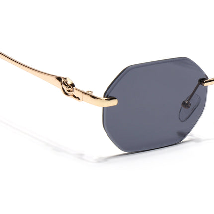 Eyejack Golden Rimless Sunglasses for Men & Women (C565CL2221)