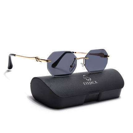 Eyejack Golden Rimless Sunglasses for Men & Women (C565CL2221)