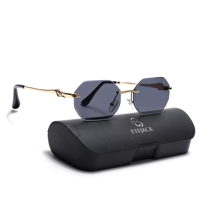 Eyejack Golden Rimless Sunglasses for Men & Women (C565CL2221)