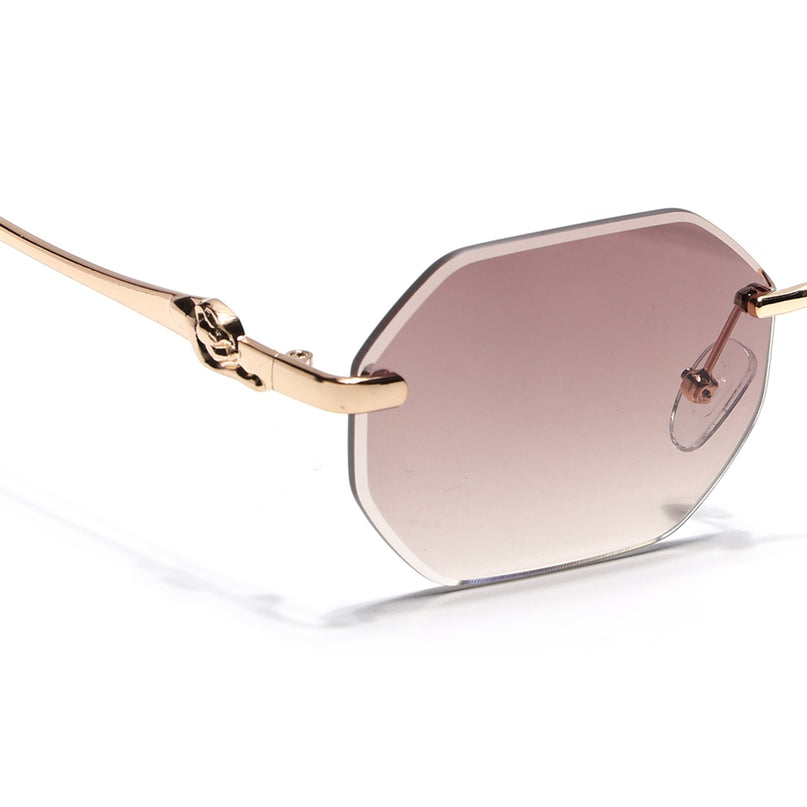 Eyejack Golden Rimless Sunglasses for Men & Women (C565CL2222)