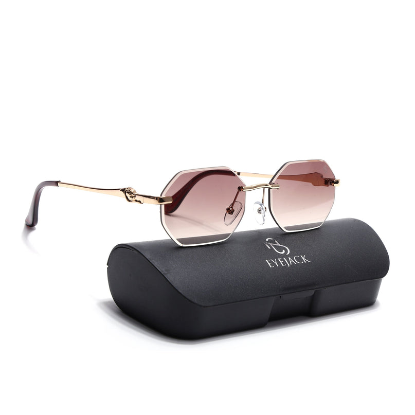 Eyejack Golden Rimless Sunglasses for Men & Women (C565CL2222)