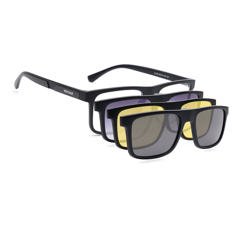 Voyage Black Wayfarer Eyeglasses for Men & Women (CL002FMG8586)