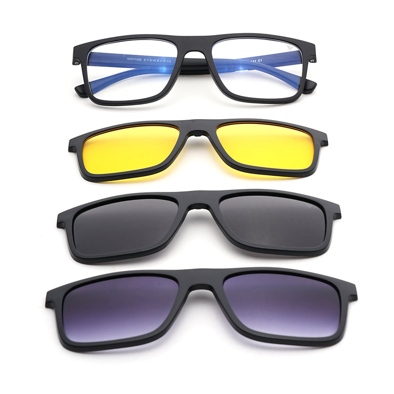 Voyage Black Wayfarer Eyeglasses for Men & Women (CL002FMG8586)