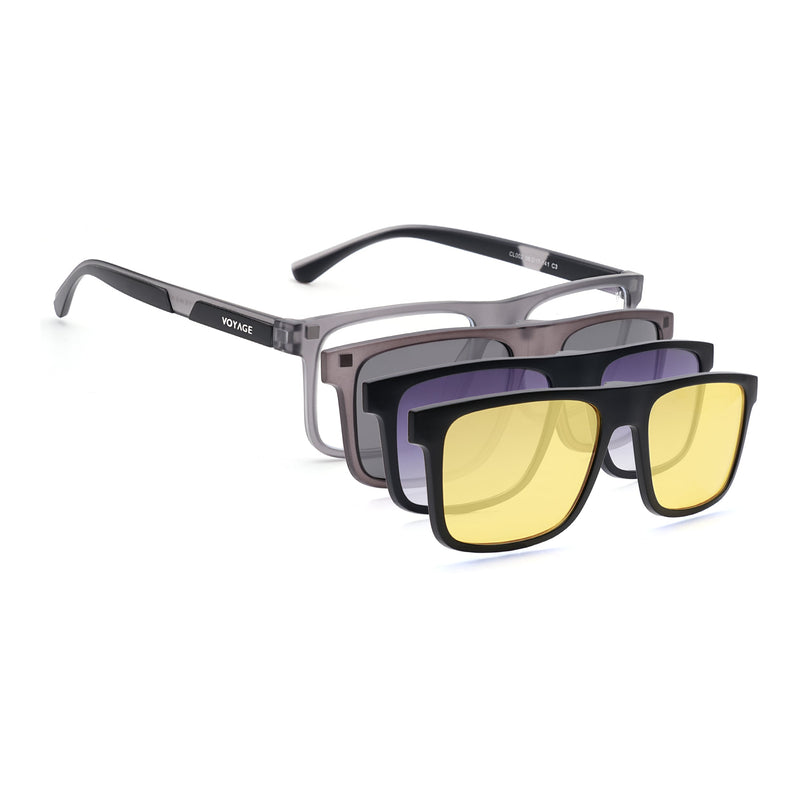Voyage Grey Wayfarer Eyeglasses for Men & Women (CL002FMG8587)