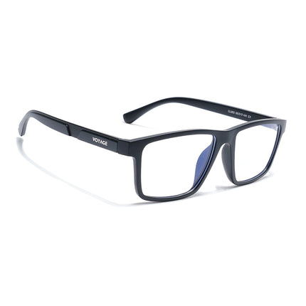 Voyage Black Rectangle Eyeglasses for Men & Women (CL003FMG8625)