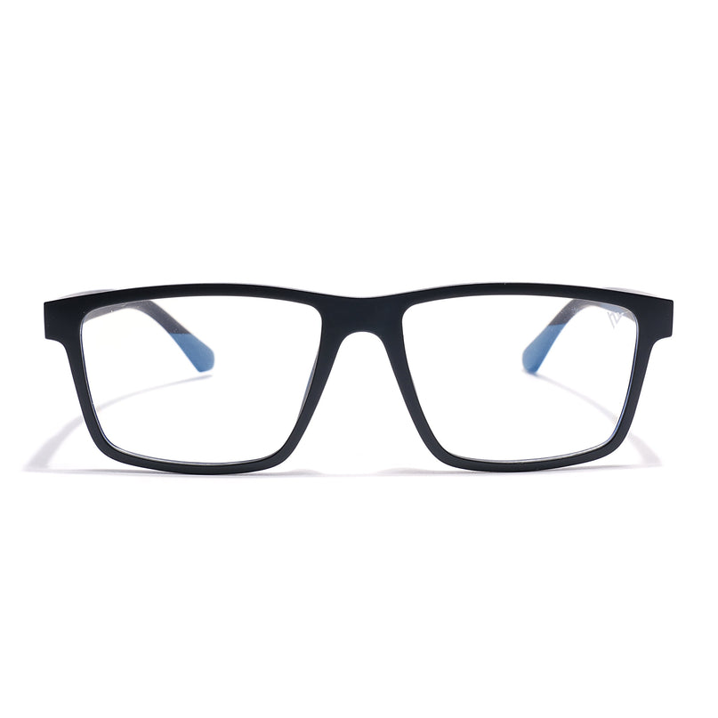 Voyage Black Rectangle Eyeglasses for Men & Women (CL003FMG8625)