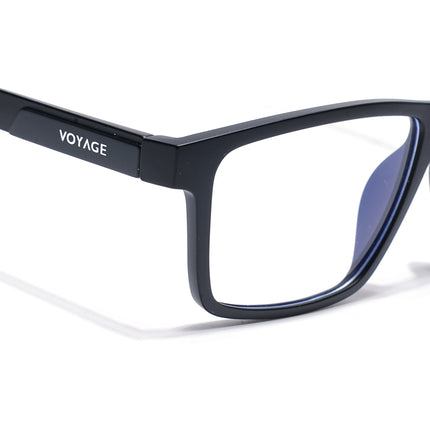 Voyage Black Rectangle Eyeglasses for Men & Women (CL003FMG8625)