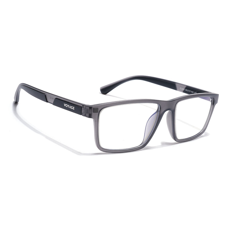 Voyage Grey Rectangle Eyeglasses for Men & Women (CL003FMG8626)
