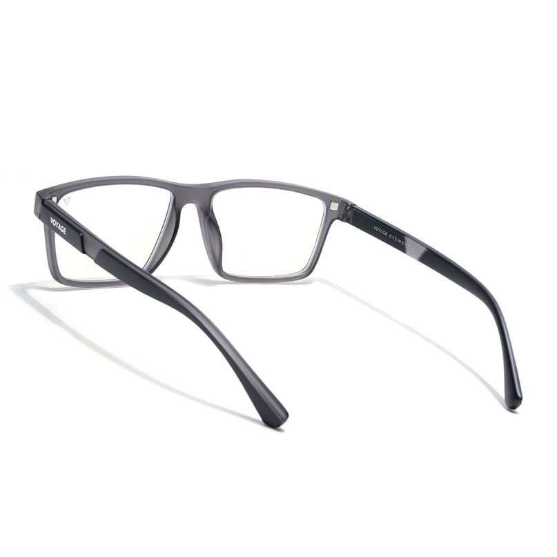 Voyage Grey Rectangle Eyeglasses for Men & Women (CL003FMG8626)