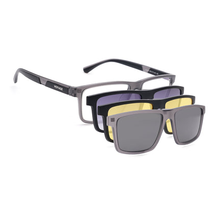 Voyage Grey Rectangle Eyeglasses for Men & Women (CL003FMG8626)