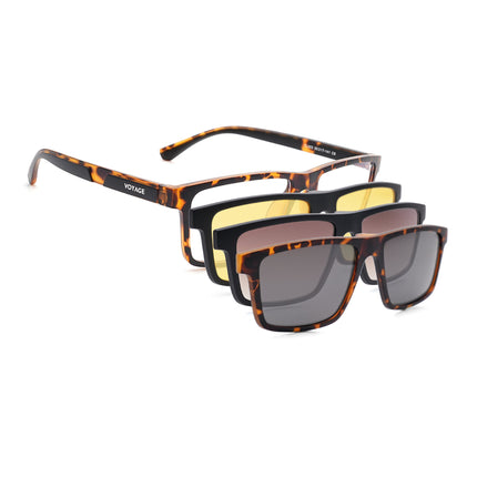 Voyage Demi Brown Rectangle Eyeglasses for Men & Women (CL003FMG8627)