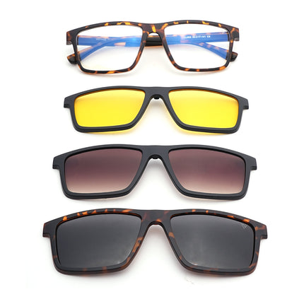 Voyage Demi Brown Rectangle Eyeglasses for Men & Women (CL003FMG8627)
