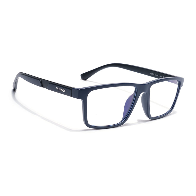 Voyage Blue Rectangle Eyeglasses for Men & Women (CL003FMG8628)