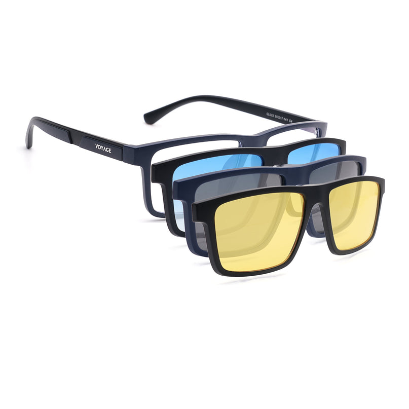 Voyage Blue Rectangle Eyeglasses for Men & Women (CL003FMG8628)